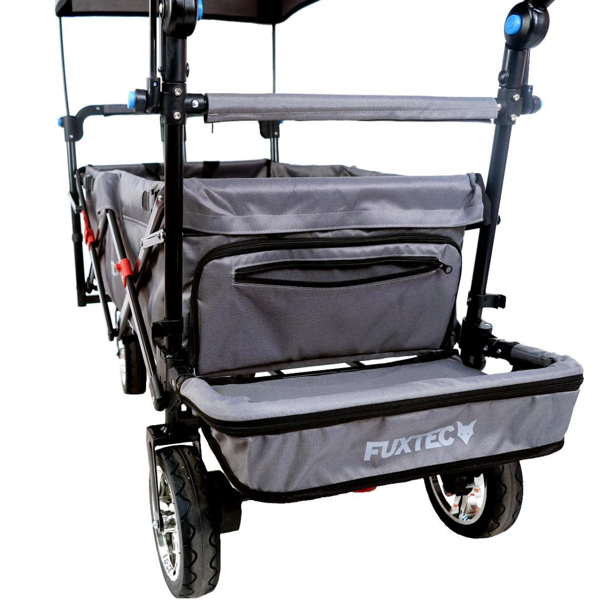 Chariot à main FUXTEC Smart Cruiser Occasion avec toit ouvrant protégé contre les UV, poignée de poussée et extension intérieure – Image 9